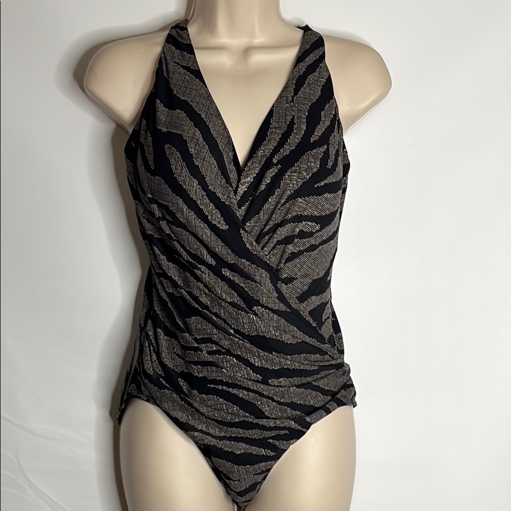 Miraclesuit Black And White Patterned Swimsuit - image 2